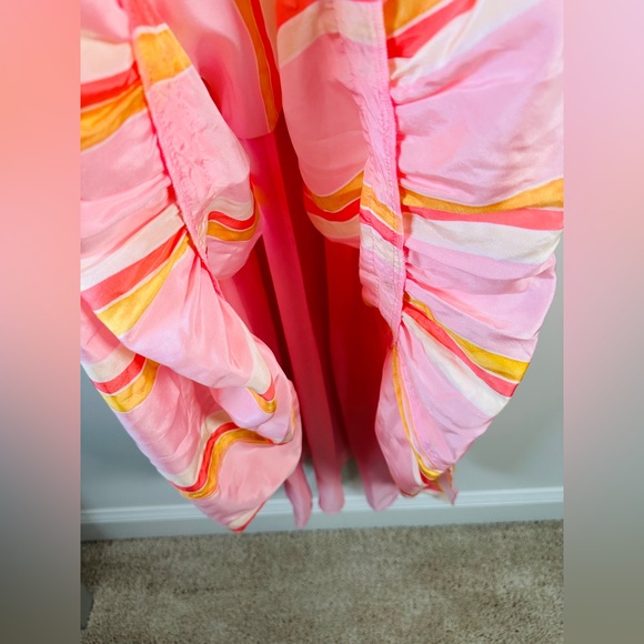 Club Monaco Striped Pastel Maxi Dress Perfect For Vacation 100% Silk Size 12 NWT - Picture 11 of 13